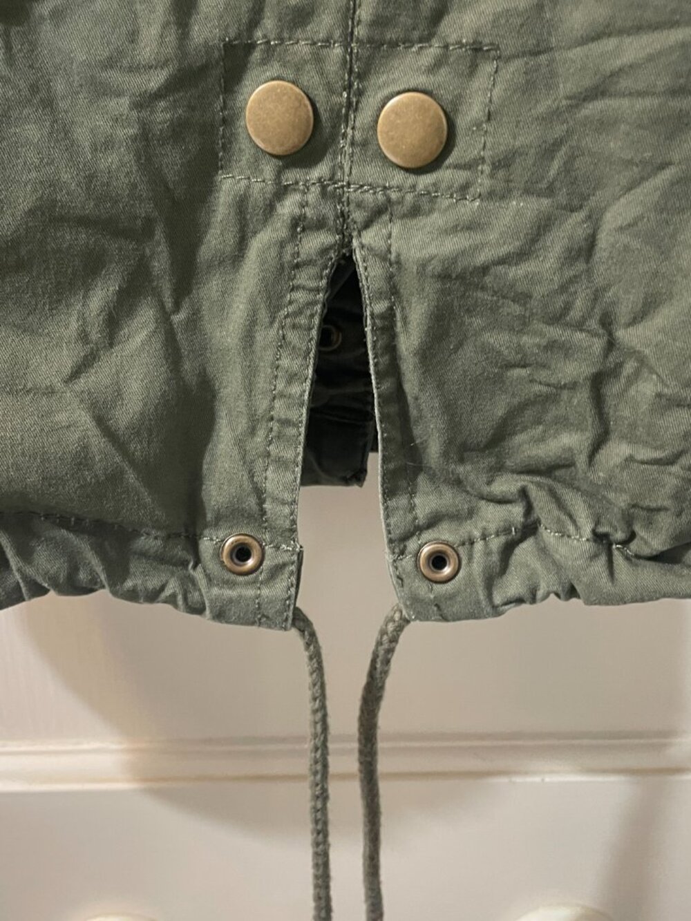 Ambiance Hooded Utility Jacket, Size Small Olive Green Drawstring Waist - Picture 9 of 10